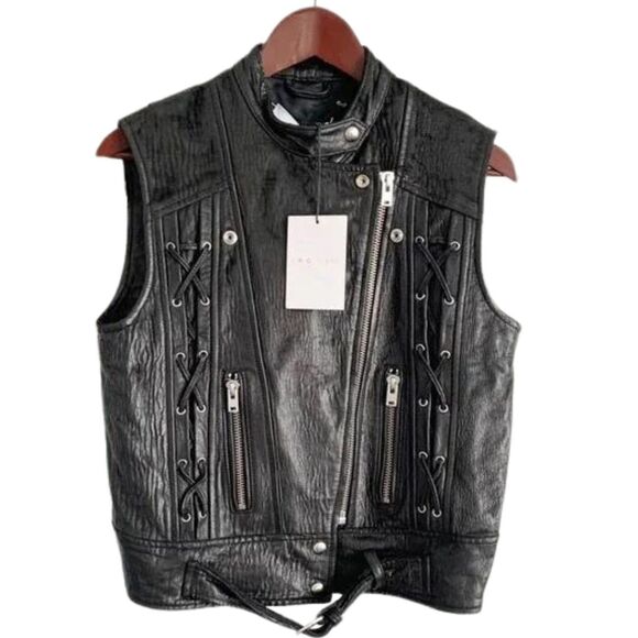 IRO Leather Vest Small Black NWT